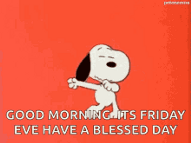 Good Morning Happy Friday Eve Dancing Snoopy Peanuts GIF | GIFDB.com
