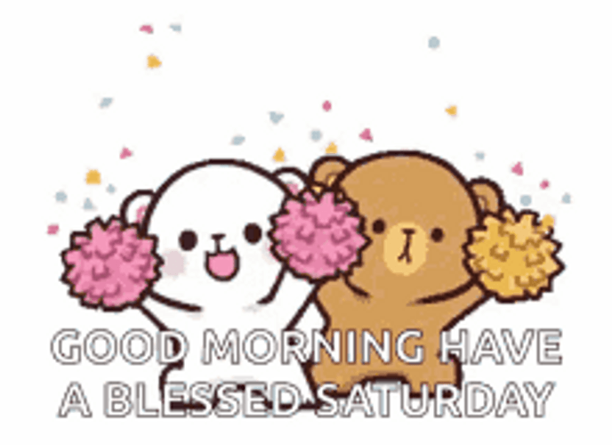 Good Morning Happy Saturday Cute Bear Pompoms GIF