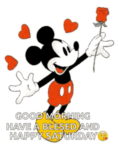 Good Morning Happy Saturday Mickey Mouse Rose GIF