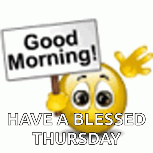 Good Morning Happy Thursday Blessed Day Waving Emoji GIF