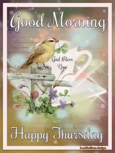 Good Morning Happy Thursday Coffee Cup and Bird