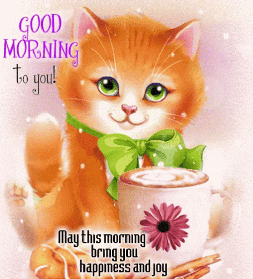 Good Morning Happy Thursday Cute Cartoon Cat GIF 