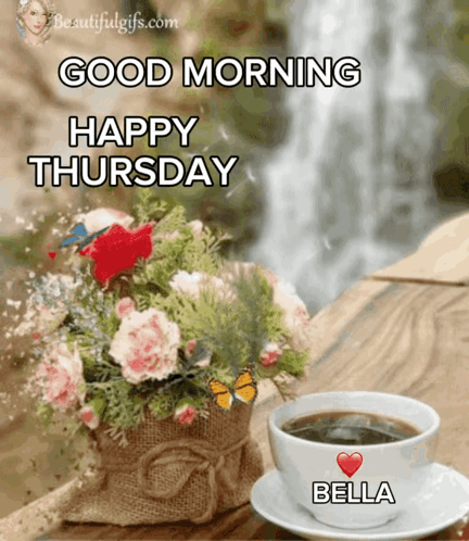 Good Morning Happy Thursday Greeting With Coffee
