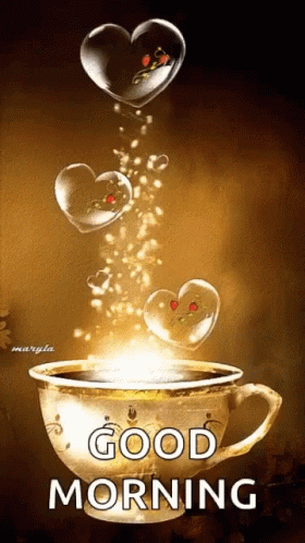 Good Morning Heart Floating Bubbles GIF