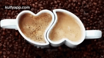 Good Morning Heart Mug And Coffee Beans GIF