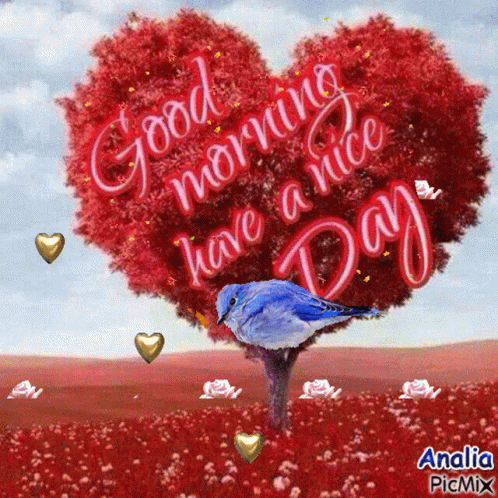 Good Morning Heart Red Tree GIF