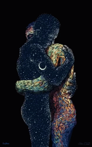 Good Morning Hug Emoji Trippy Art Couple GIF