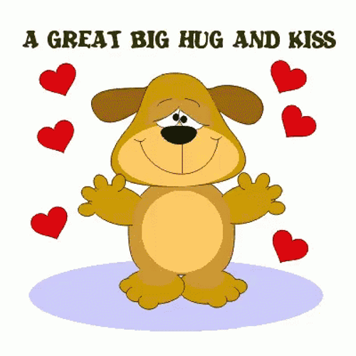 Good Morning Hugs And Kisses Cartoon Dog GIF 