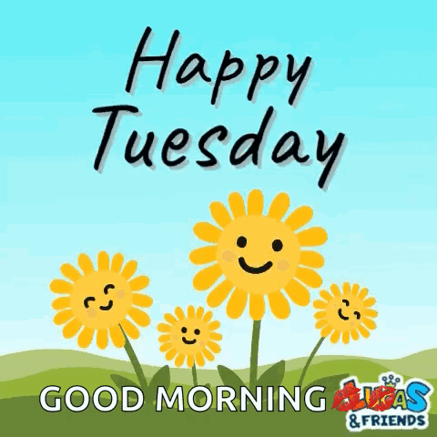Good Morning It's Tuesday Smiling Sunflowers GIF