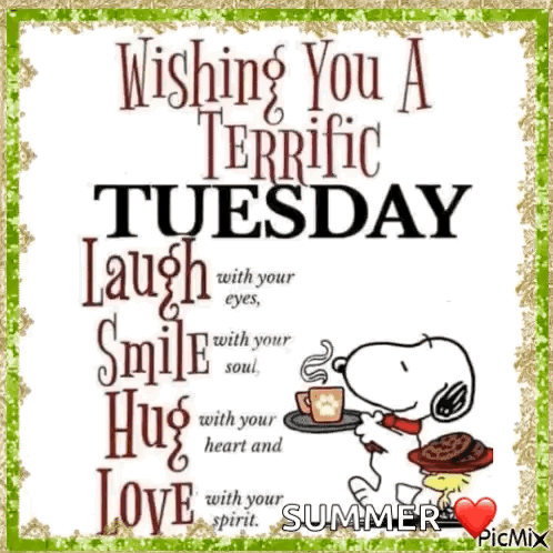 Good Morning It's Tuesday Snoopy Wishing GIF