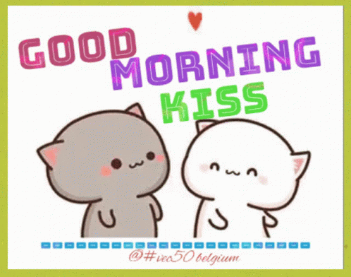 Good Morning Kiss Card Two Cats