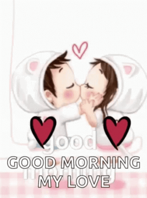 Good Morning Kiss Cartoon Animals GIF 