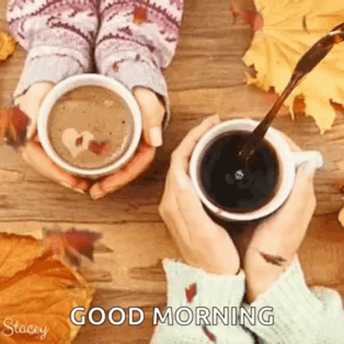 Good Morning Leaves Fall Coffee Time GIF