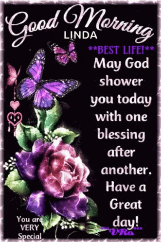 Good Morning Linda Card With Flowers
