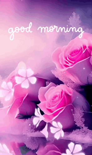Good Morning M Pink Flowers GIF