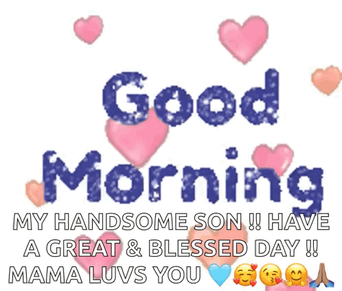 Good Morning Message to Handsome Son With Pink Hearts