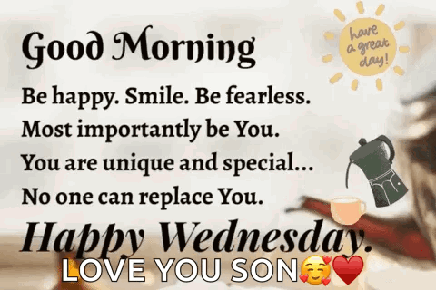 Good Morning Message to Son on Wednesday