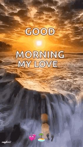 Good Morning Message With Waterfall GIF