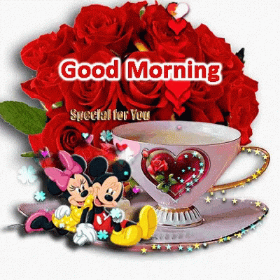 Good Morning Mickey and Minnie with Coffee