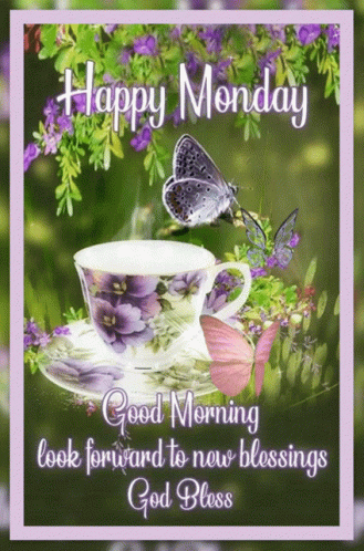 Good Morning Monday Blessings Purple Butterfly GIF