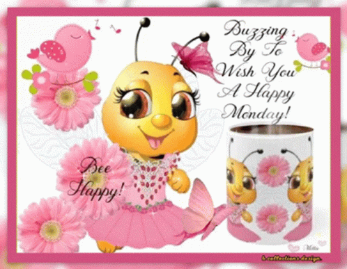 Good Morning Monday Blessings Bee Happy GIF