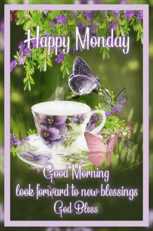 Good Morning Monday Blessings Purple Butterfly GIF