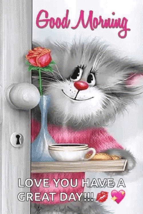 Good Morning Monday Funny Cat With Coffee GIF