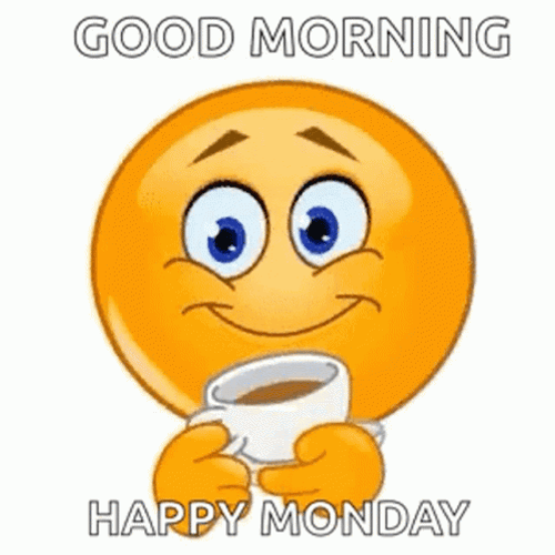 Good Morning Monday Funny Emojiticon With Coffee GIF