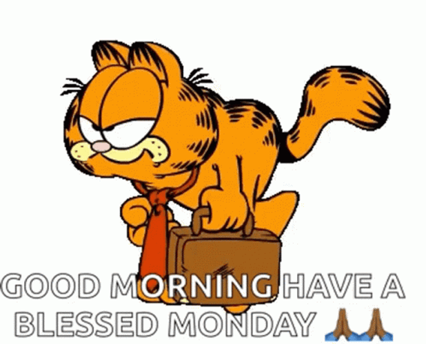 Good Morning Monday Funny Garfield Walking GIF