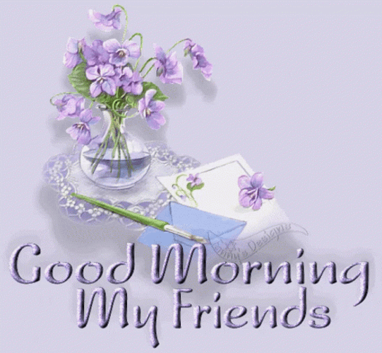 images of good morning friends with flowers