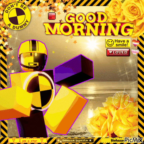 Good Morning Poster With Yellow And Purple Border GIF
