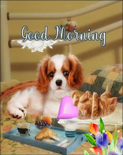 Good Morning Puppies Animated Breakfast GIF