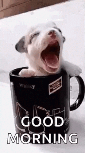 Good Morning Puppies Yawning Mug GIF