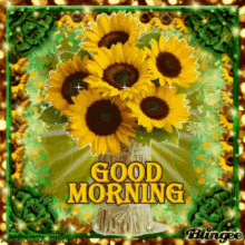 Good Morning Shining Sunflowers And Border GIF