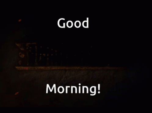 Good Morning Sign White Letters Black Background GIF