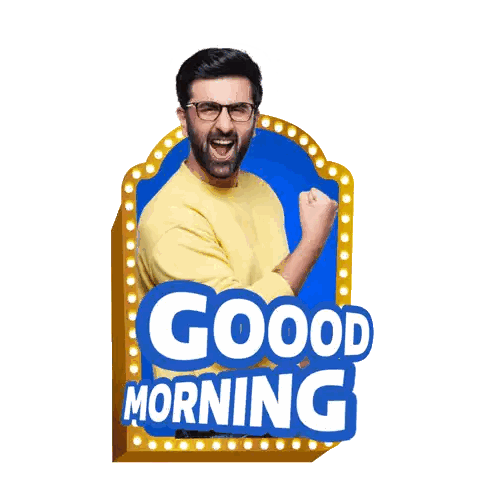 Good Morning Sign with Man in Background