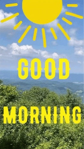 Good Morning Sign with Sun and Trees