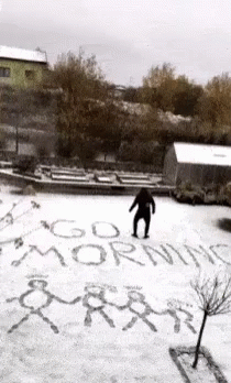 Good Morning Snow Still Snowing Drawing GIF