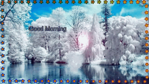 Good Morning Snow Winter Cold Lake GIF