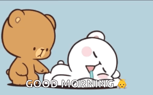 Good Morning Standing And Sleeping Teddy Bears GIF