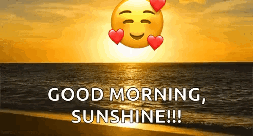 Good Morning Sunshine Smiley Face With Hearts GIF