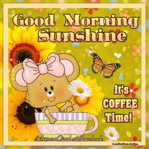 Good Morning Sunshine Teddy Bear In Coffee Cup GIF