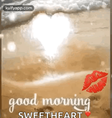 Good Morning Sweetheart Heart Shaped Cloud Beach Kiss