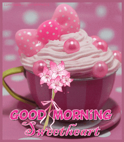 Good Morning Sweetheart Pink Cupcake GIF