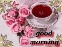 Good Morning Tea With Pink Roses