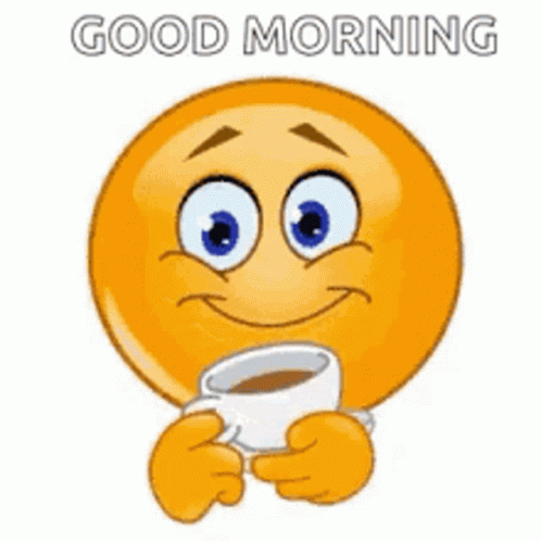 Good Morning Team Cute Emoji Having Tea GIF