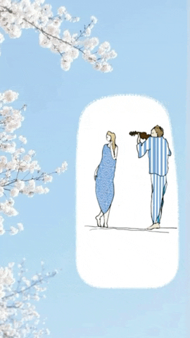 Good Morning Winter Couple Graphic Art GIF