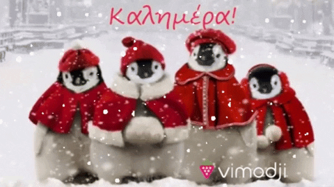 Good Morning Winter Snowing On Penguins GIF