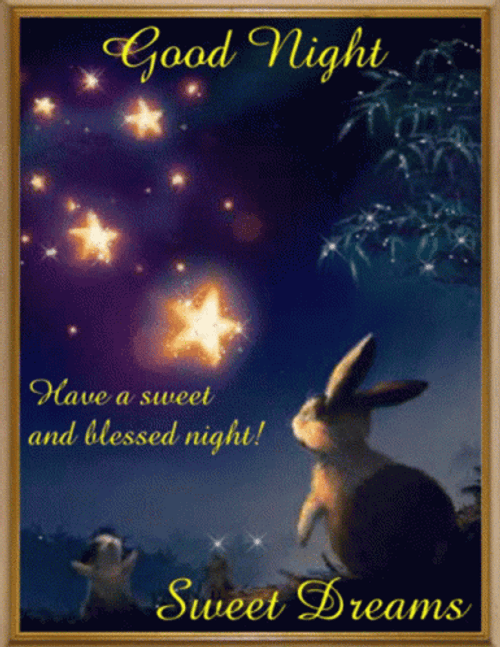 Good Night And Sweet Dreams Rabbit And Stars GIF