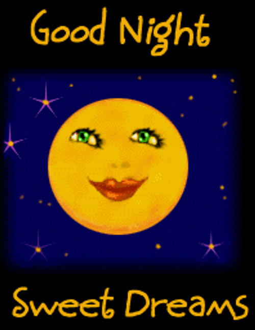 Good Night And Sweet Dreams Smiling Yellow Moon GIF 